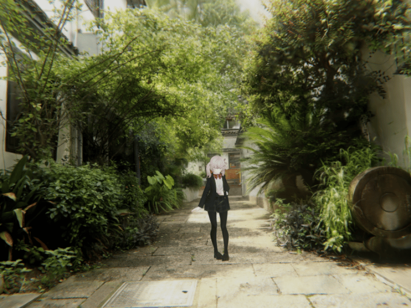 林荫小巷-木漏れ日の路地(3DGS)のVRChatワールド画像