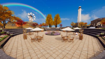たぬきリスさんが虹の架かる秋色プロムナード -Autumn Plaza-で撮影したVRChat写真